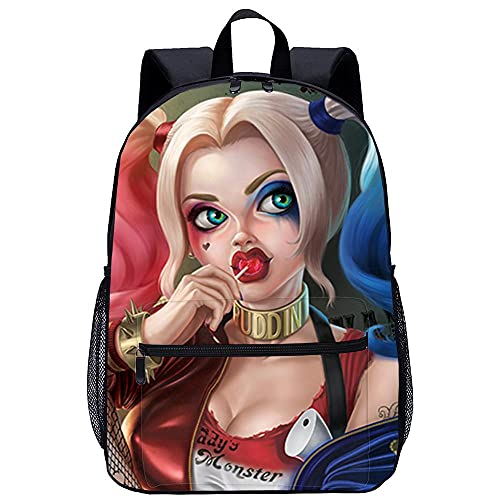 Mochila 3D Mochilas Escolares-Harley Quinn-Adecuado para: estudiantes de primaria y secundaria, la mejor opción para viajes al aire libre-Tamaño: 45x30x15 cm / 17 pulgadas-Mochila Infantil para Cole