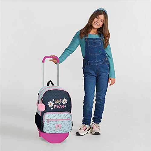 Mochila Enso Girl Power Doble Compartimento con Carro, Azul, 32x44x22 cm