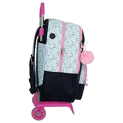 Mochila Enso Girl Power Doble Compartimento con Carro, Azul, 32x44x22 cm