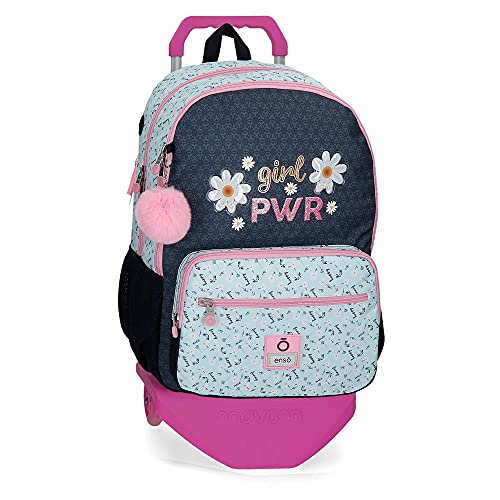 Mochila Enso Girl Power Doble Compartimento con Carro, Azul, 32x44x22 cm