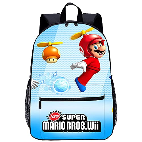 Mochila Infantil con 3D mochila-Nuevo Super Mario Bros. Wii-Adecuado para: estudiantes de primaria y secundaria, la mejor opción para viajes al aire libre-Tamaño: 45x30x15 cm / 17 pulgadas-Mochila P