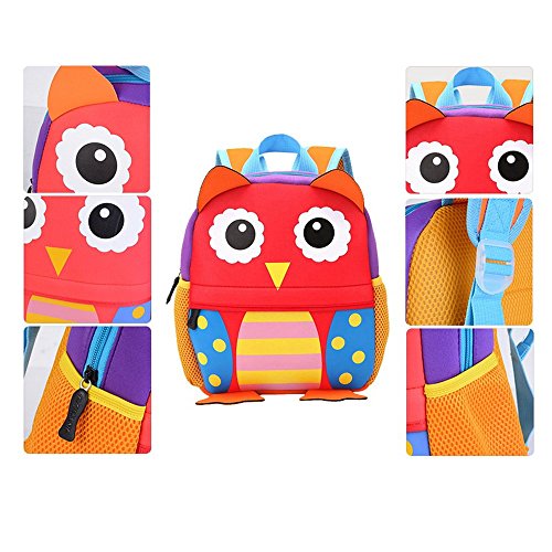 Mochila Infantil para Niños Primaria Pequeña Guardería Mochila Preescolar para Niños de 2-5 Años Dibujo de Animal Lindo (Búho, 21 * 8 * 26CM)