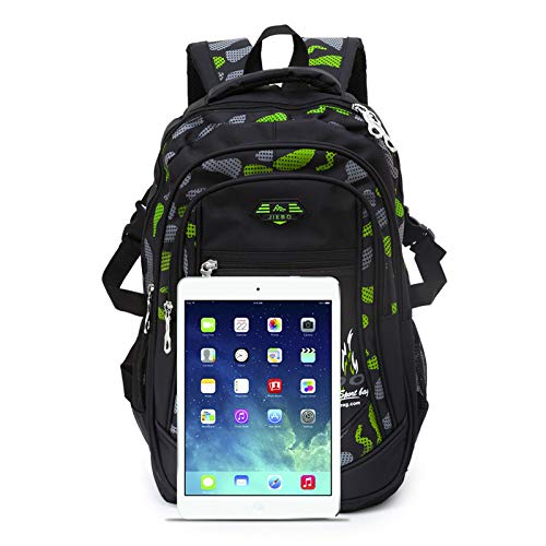 Mochila Niños Mochilas Escolares Grandes Mochilas Duraderas Heavy Duty Student Kids Travel Waterproof (Verde)