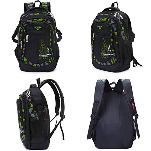 Mochila Niños Mochilas Escolares Grandes Mochilas Duraderas Heavy Duty Student Kids Travel Waterproof (Verde)