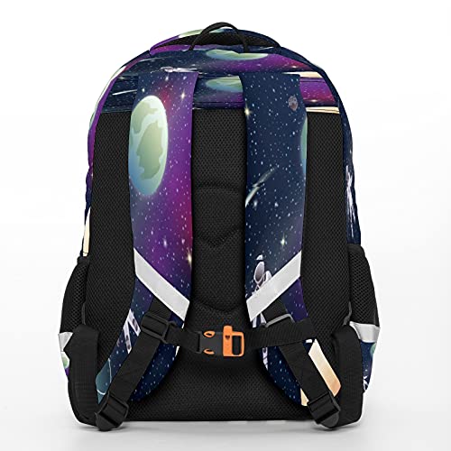 Mochila para niños unisex con dibujos animados para estudiantes escolares, impermeable, para astronauta y espacio-universo planeta