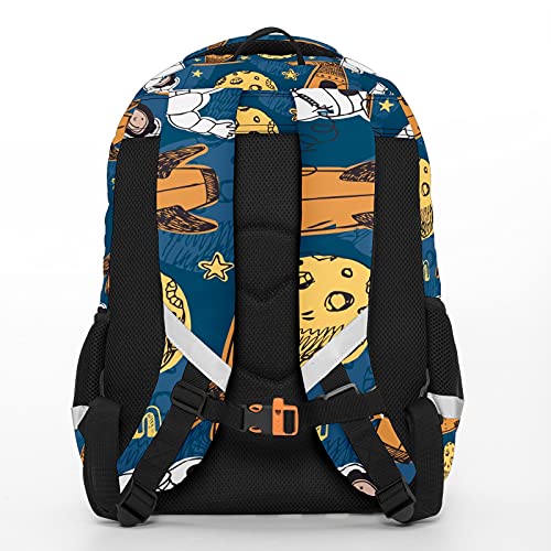 Mochila para niños unisex de dibujos animados para estudiantes escolares impermeable Preppy Pack Bag Astronaut Rocket Planet - Dibujos animados colorido Universo