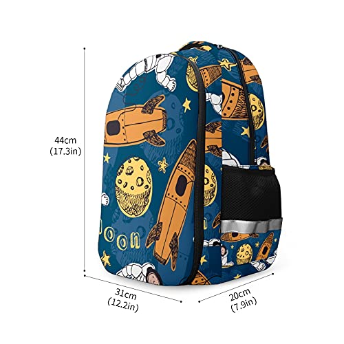 Mochila para niños unisex de dibujos animados para estudiantes escolares impermeable Preppy Pack Bag Astronaut Rocket Planet - Dibujos animados colorido Universo