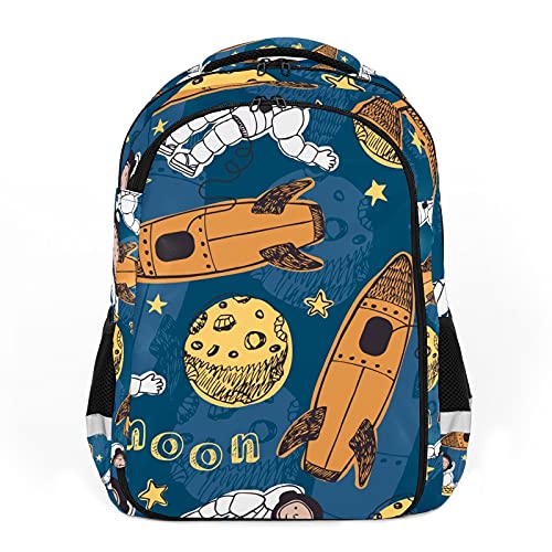 Mochila para niños unisex de dibujos animados para estudiantes escolares impermeable Preppy Pack Bag Astronaut Rocket Planet - Dibujos animados colorido Universo