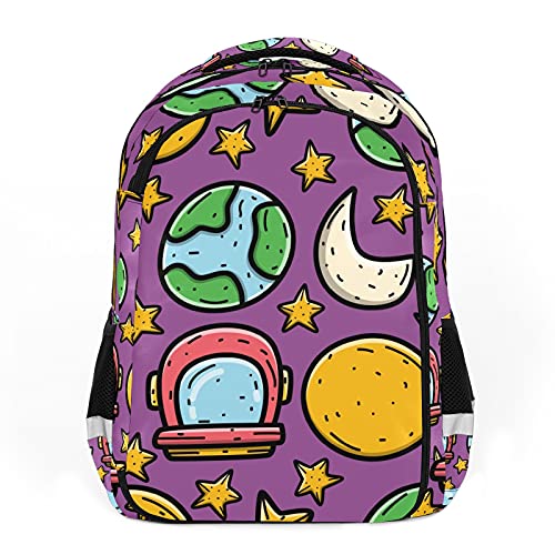 Mochila para niños unisex de dibujos animados para estudiantes escolares impermeable Preppy Pack Bag Doodle Cartoon Astronaut - Colorido Planet