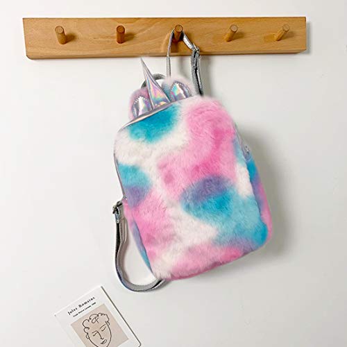 Mochila Unicornio Niña Felpa - ZSWQ Mini Mochila Unicornio para Todo Tipo De Ocasiones para Uso de Los Estudiantes Uso Diario Informal Bolsa De Cosméticos O Viajes(26 * 20 * 7.5CM)