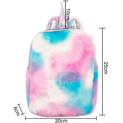 Mochila Unicornio Niña Felpa - ZSWQ Mini Mochila Unicornio para Todo Tipo De Ocasiones para Uso de Los Estudiantes Uso Diario Informal Bolsa De Cosméticos O Viajes(26 * 20 * 7.5CM)