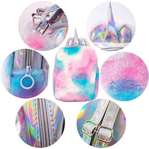 Mochila Unicornio Niña Felpa - ZSWQ Mini Mochila Unicornio para Todo Tipo De Ocasiones para Uso de Los Estudiantes Uso Diario Informal Bolsa De Cosméticos O Viajes(26 * 20 * 7.5CM)