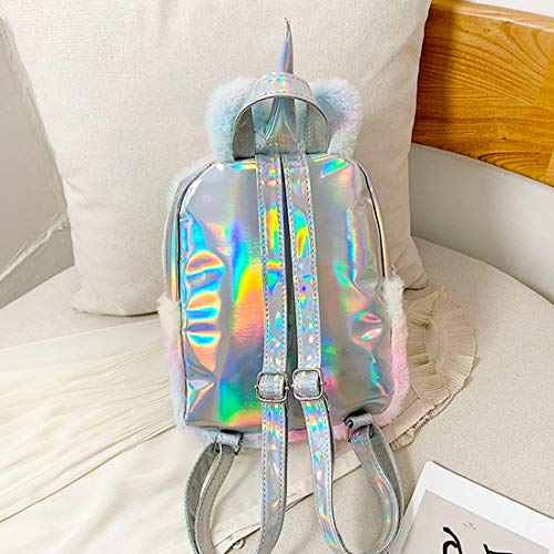 Mochila Unicornio Niña Felpa - ZSWQ Mini Mochila Unicornio para Todo Tipo De Ocasiones para Uso de Los Estudiantes Uso Diario Informal Bolsa De Cosméticos O Viajes(26 * 20 * 7.5CM)