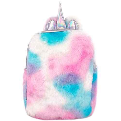 Mochila Unicornio Niña Felpa - ZSWQ Mini Mochila Unicornio para Todo Tipo De Ocasiones para Uso de Los Estudiantes Uso Diario Informal Bolsa De Cosméticos O Viajes(26 * 20 * 7.5CM)