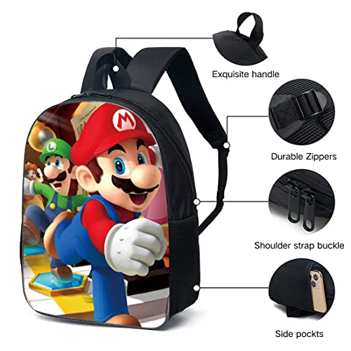 Mochilas Super Mario Hanel-Mochila Escolar para niños Mochila Escolar Mario Mochila Escolar de Dibujos Animados en 3D de Mario Bros para niños Estudiantes de Primaria y Secundaria