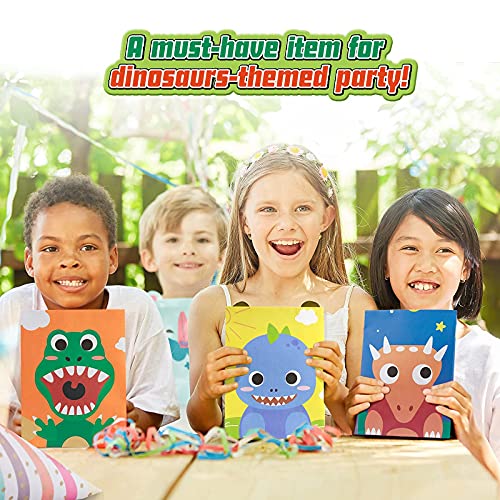 Mocoosy 24pcs de Dinosaurio Papel Bolsa de Fiesta para Niños Bolsas de Regalo, Dinosaurio Recuerdo de Fiesta Bolsas, Dino Goodie Dulces Bolsas Para Niños Temática De Dinosaurios Cumpleaños Fiesta