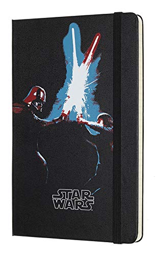 Moleskine Star Wars de Edición Limitada, Cuaderno de Rayas con Gráficos y Detalles Temáticos de espadas Láser, Tapa Dura, Tamaño Grande 13 x 21 cm, Blanco, 240 Páginas