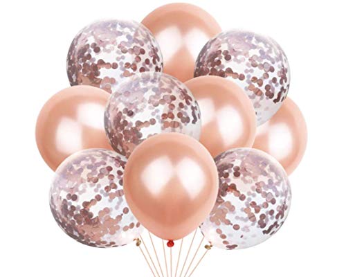 MONKEY BUSINESS|Globos Confeti Rose Gold| Set de 10 Globos | Decoracion | Celebracion | Boda| Cumpleaños | Babyshower