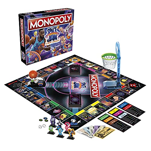 Monopoly: Space Jam: A New Legacy Edition Juego de Mesa Familiar, Lebron James Space Jam 2, para niños de 8 años en adelante, Multicolor