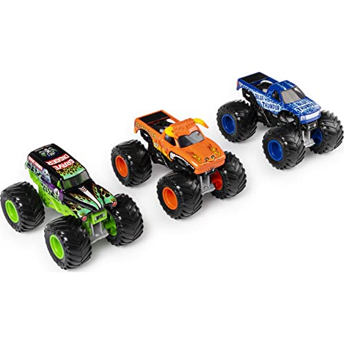 Monster Jam, Pack de 3 Coches de Juguete Ground Shaker (Grave Digger), El Toro Loco y Blue Thunder a Escala 1:64 (Moldeado por inyección)