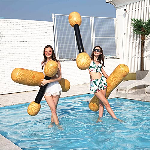 MOPOIN Juguetes Inflables de Fila Flotante, 4 Piezas Piscina ​Playa Juego de Batalla Flotador Inflable Forma de Madera Flotador Juguete Inflable Jugar Colisión en Barco Juguete para NiñOs y Adulto