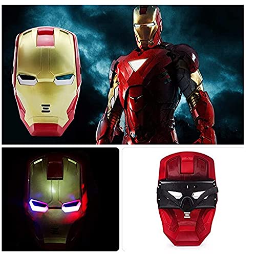 morningsilkwig Conjuntos De Disfraces De Superhéroe Máscara de los Vengadores de Marvel Máscara de Iron Man Disfraz brillante Máscara de ojos de luz Superhéroe Iron man Party Máscara de cosplay