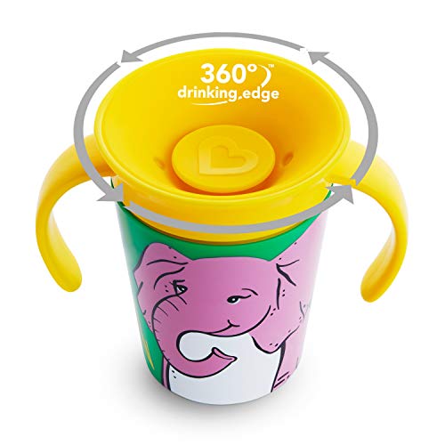 Munchkin Miracle 360 grados Wildlove Vaso de Entrenamiento con Asas, Set de 1, Elefante, 177 ml