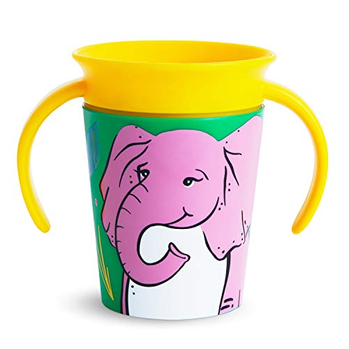 Munchkin Miracle 360 grados Wildlove Vaso de Entrenamiento con Asas, Set de 1, Elefante, 177 ml