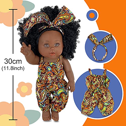 Muñeca Negra de 12 Pulgadas, muñeca Africana para niños, muñeca de Juego de Moda, niñas