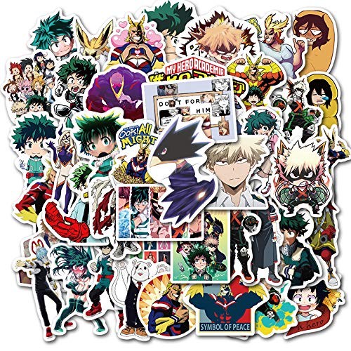 My Hero Academia Paquete de Pegatinas para Portátil 50 Piezas, Pegatina Unicas y Geniales, Botella de Ggua, Portátil, Guitarra, Monopatín, Viaje, Pegatinas para Niños