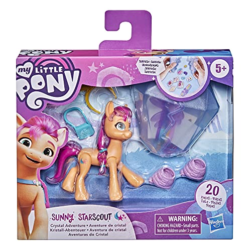 My Little Pony: A New Generation - Sunny Starscout Aventura de Cristal - Poni Naranja de 7,5 cm con Accesorios Sorpresa, Pulsera