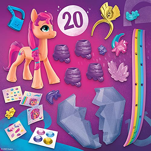 My Little Pony: A New Generation - Sunny Starscout Aventura de Cristal - Poni Naranja de 7,5 cm con Accesorios Sorpresa, Pulsera