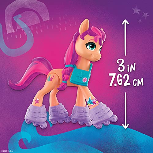 My Little Pony: A New Generation - Sunny Starscout Aventura de Cristal - Poni Naranja de 7,5 cm con Accesorios Sorpresa, Pulsera