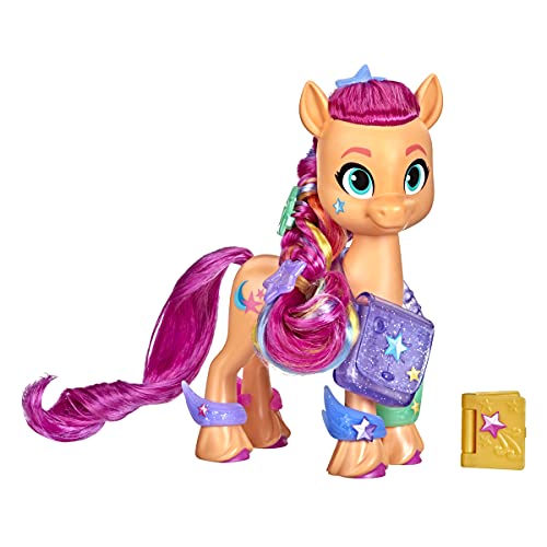 My Little Pony: A New Generation - Sunny Starscout Peinados mágicos - Poni Naranja de 15 cm con Trenza Multicolor y 17 Accesorios