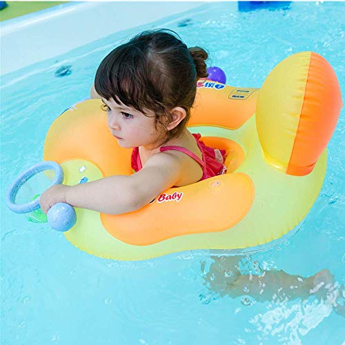 Myir JUN Flotador bebé con Asiento y Respaldo, Anillo de Natación para bebés de Piscina Flotador Inflable para Niños Flotador de Natación Nadar Anillo (Naranja, M)