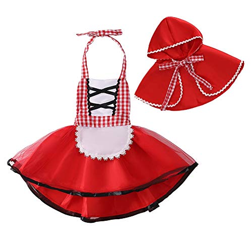 MYRISAM Disfraz de Caperucita Roja Vestido de Princesa tutú con Capa para Niña Bebé Disfraces de Carnaval Halloween Cosplay Navidad Cumpleaños Fiesta Trajes 3-6 Meses