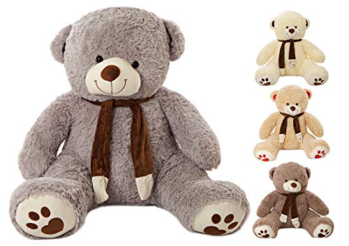 MyTeddyWorld Oso de Peluche Gigante Martin 120-180 cm - Gris 160 cm Enorme Grandes Peluches Suaves Muñecas Peluches Peluches Niños Niños Adultos Novia Regalo de cumpleaños de Navidad