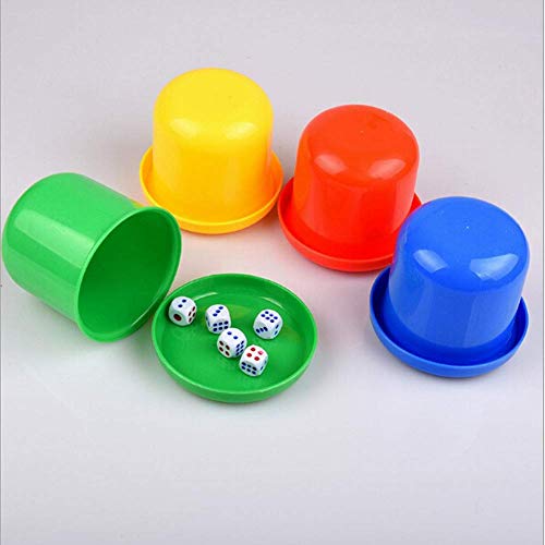 N-K PULABO Mini Professional Dice Roller Cups Bandeja con 5 dados, color aleatorio, asequible y duradero