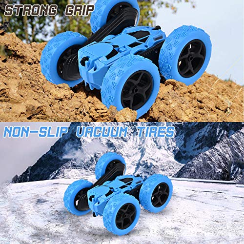 Nabance Stunt Coche Teledirigido Anfibio 2.4GHz Stunt RC Juguetes Control Remoto de 360 Grados Coche para con Luces LED Regalo con Destornillador Coche Teledirigido Recargable para Niños