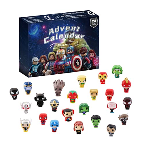 NAUXIU Calendario de Adviento Marvel 2021,Calendario de Adviento SuperhéRoes,Calendario de Adviento 2021,Caja Ciega de Juguetes,Caja Misteriosa, Caja Sorpresa Sorpresa Juguetes