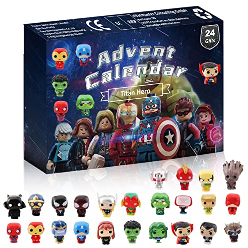 NAUXIU Calendario de Adviento Marvel 2021,Calendario de Adviento SuperhéRoes,Calendario de Adviento 2021,Caja Ciega de Juguetes,Caja Misteriosa, Caja Sorpresa Sorpresa Juguetes