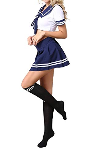 NAVARCH Disfraz Colegiala Disfraces Escuela de Mujer Sexy Ropa Colegiala Cosplay Uniforme Escolar Conjunto Colegiala Disfraces Sexy Colegiala Trajes de Colegiala Vestido de Colegiala Mini Falda