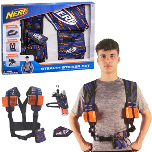 Nerf Elite Stealth Striker Set – Accesorios Nerf Set de 3 Piezas – Chaleco táctico, máscara Nerf y Funda para munición Nerf – Original Nerf Chaleco y Accesorios – Chaleco Infantil para niños y niñas