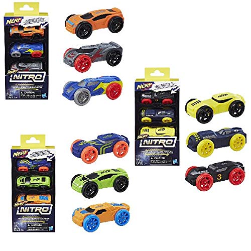 Nerf Nitro C0774EU40, Paquete 3 coches, surtido: modelos aleatorios