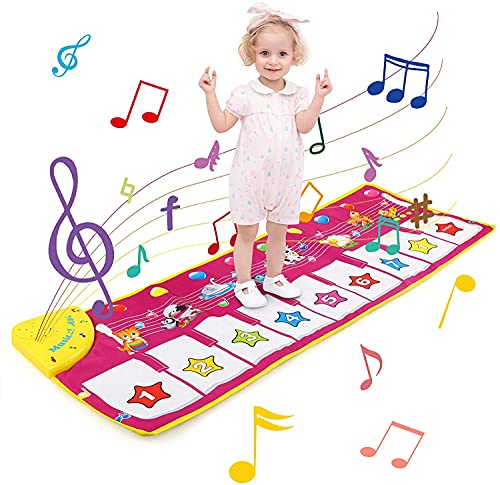 NEWSTYLE Alfombra Musical, Musical Tapete para Bebé, Teclado Alfombra de Piano de Suelo, Sonido Animal Baile Tapete Mat Musical Educativo Juguete para Niños Niño Niña (100 * 36 cm)