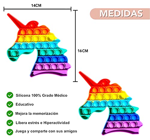 NF ROADTOLOVE Fidget Toy Juguete Antiestres Pop It Sensorial para Niños y Adultos Bubble Push Juguetes Antiestrés de Explotar Burbujas para Aliviar estrés y Ansiedad Unicornio Multicolor