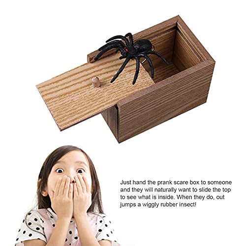 Nicejoy Herramientas De Miedo Realistas Broma De Broma Juguetes De Broma De Madera Spider Scare Caja Divertida Toy Tricky para Niños Chicas Halloween April Fools 'Day Regalos Estilo 1