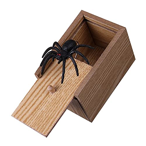 Nicejoy Herramientas De Miedo Realistas Broma De Broma Juguetes De Broma De Madera Spider Scare Caja Divertida Toy Tricky para Niños Chicas Halloween April Fools 'Day Regalos Estilo 1