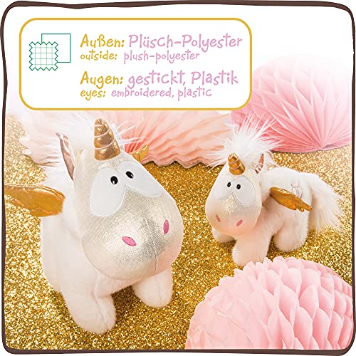 NICI 46372 Angelia el Suave 13 cm – Juguetes, niños y bebés – Peluches esponjosos para abrazar y Jugar – Unicornios tiernos – Theodor & Friends, Blanco/Oro, Color Dorado