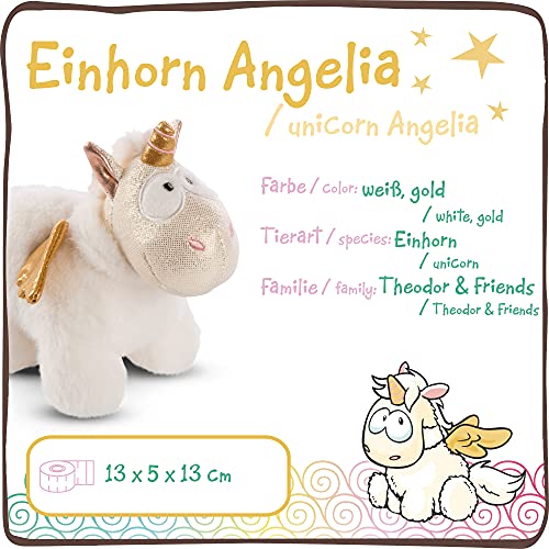 NICI 46372 Angelia el Suave 13 cm – Juguetes, niños y bebés – Peluches esponjosos para abrazar y Jugar – Unicornios tiernos – Theodor & Friends, Blanco/Oro, Color Dorado